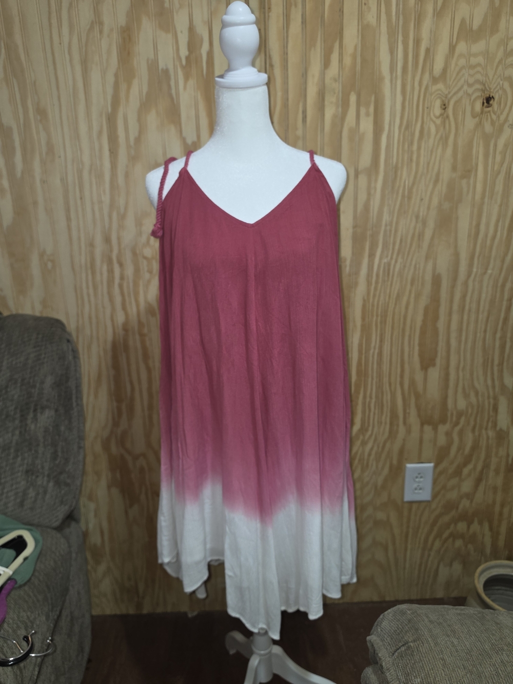 Davi & Dani Rose Pink Casual V Neck Sundress